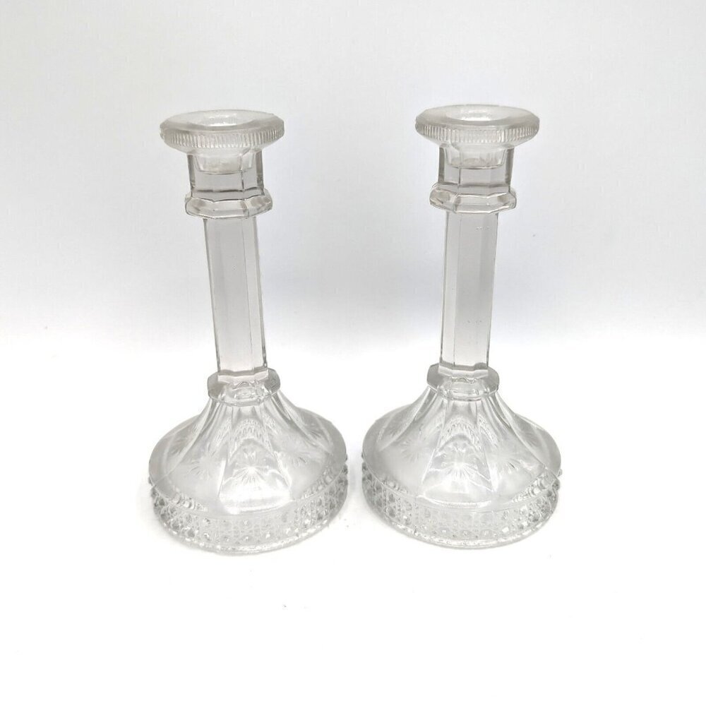 Antique IMPERIAL Glass AMELIA Pattern Tapered Candle Holders - Circa 1918-1924